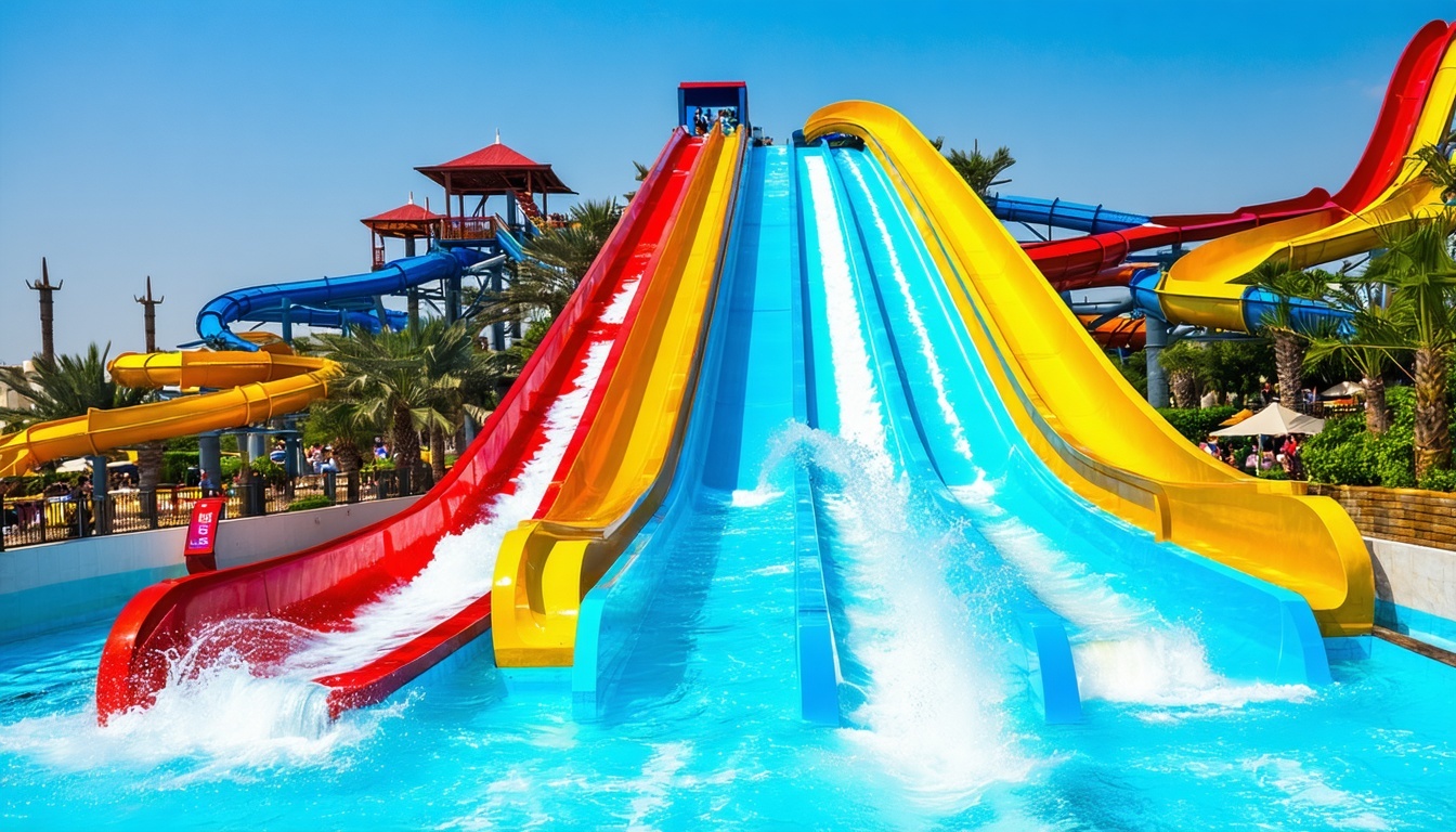 Thrilling water slides and attractions at AquaQuest Adventure Park Dubai
